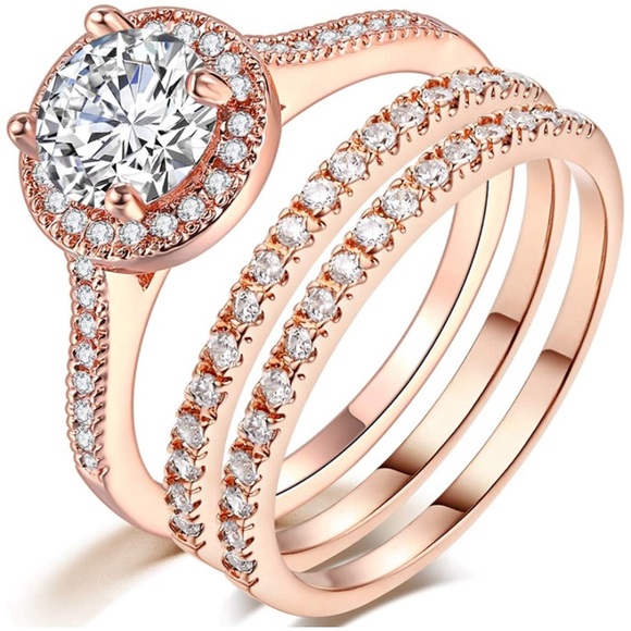 NWT Rose Gold Engagement Ring and Anniversary Band - Picture 2 of 3